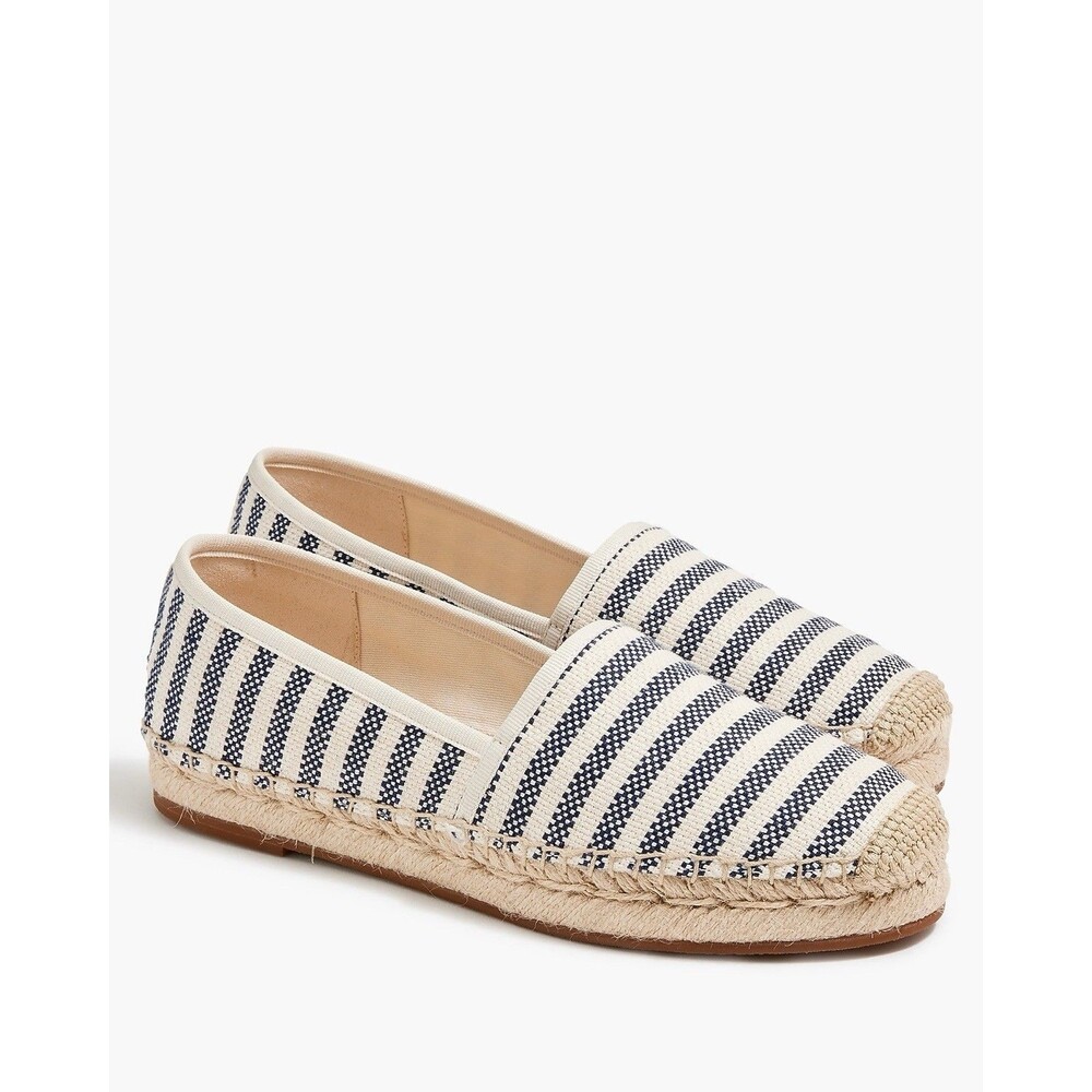 J.Crew Striped Canvas Espadrille Flats Navy White Women’s 6.5 NWT